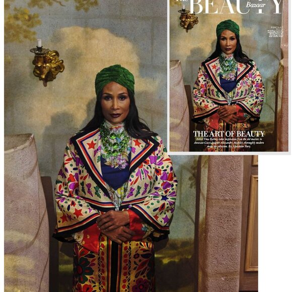 GUCCI COAT PARADISE PRINT LINEN BLEND KIMONO LONG JACKET sz IT 42 US 6 - Picture 2 of 13